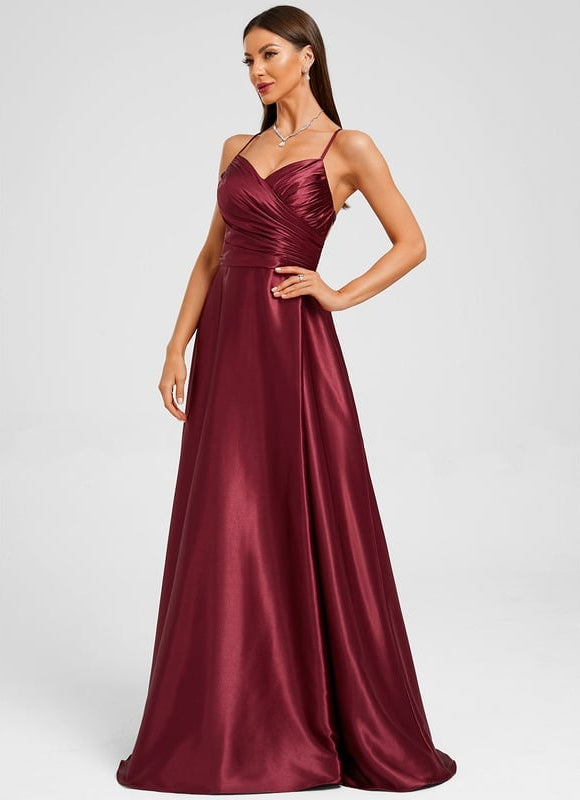 Robe Chic Satin Bleue Élégante - gallery 2