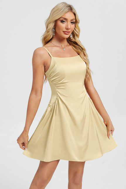 Robe Chic Jaune Pâle Satinée - gallery 4