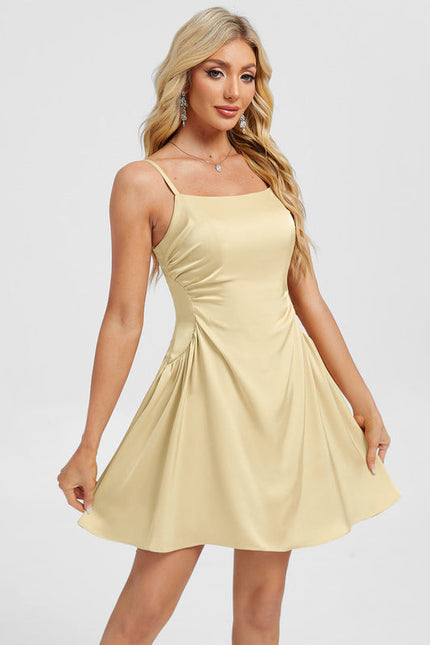 Robe Chic Jaune Pâle Satinée - gallery 4