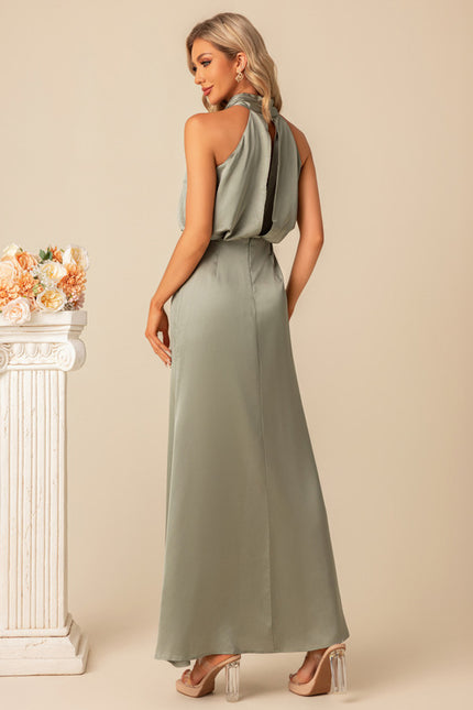 Robe Chic Satinée Sage - gallery 1