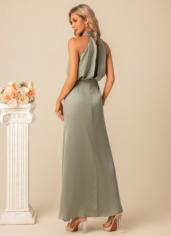 Robe Chic Satinée Sage - gallery 1