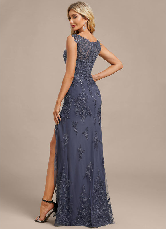 Robe Chic Longue Grise Brodée - gallery 8