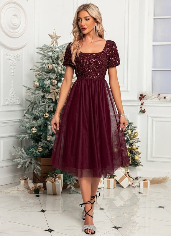 Robe Chic Velours Rubis - gallery 2