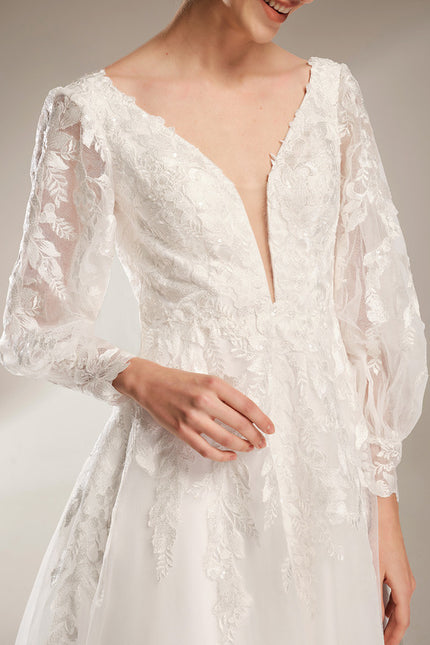 Robe Chic Blanche Satin Dentelle Élégante - gallery 6