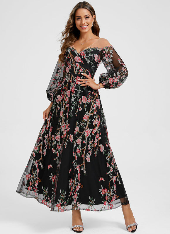Robe Chic Noire Florale