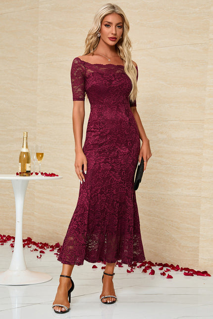 Robe Chic Bordeaux Dentelle Maxi - gallery 5