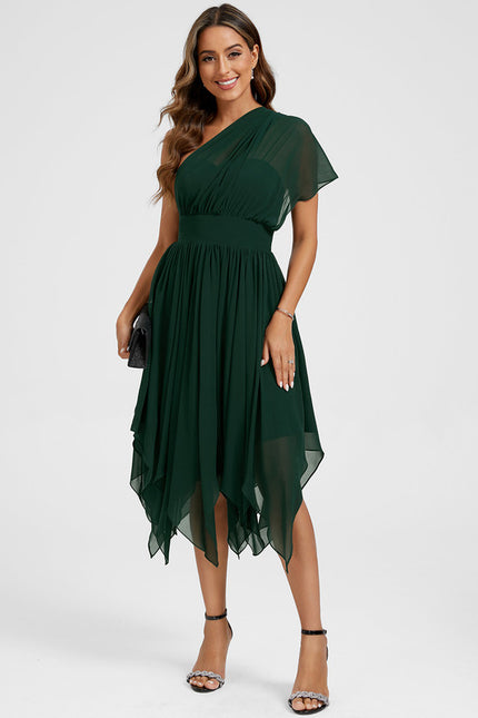 Robe Chic Asymétrique Émeraude - gallery 2