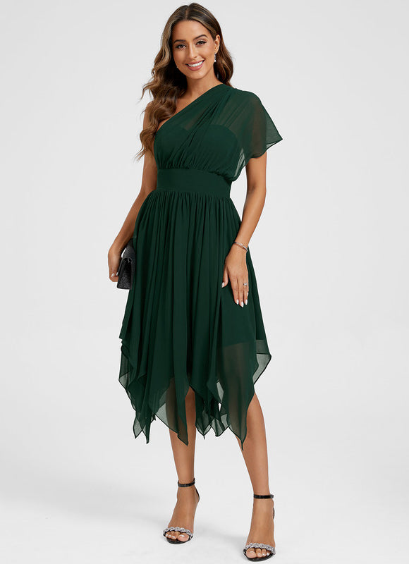 Robe Chic Asymétrique Émeraude - gallery 2