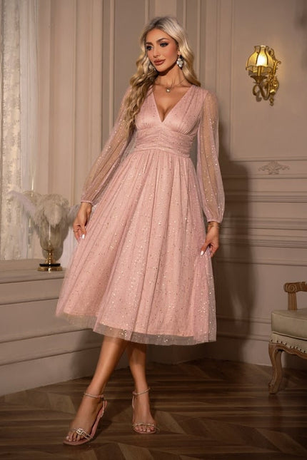 Robe Chic Tulle Rose Midi
