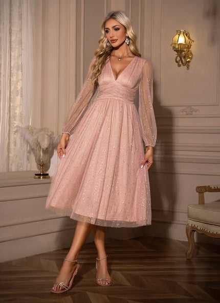 Robe Chic Tulle Rose Midi