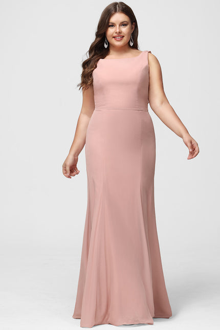 Robe Chic Rose Poudré Longueur Ras Du Sol - gallery 8