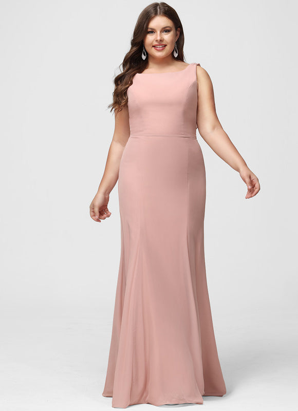 Robe Chic Rose Poudré Longueur Ras Du Sol - gallery 8