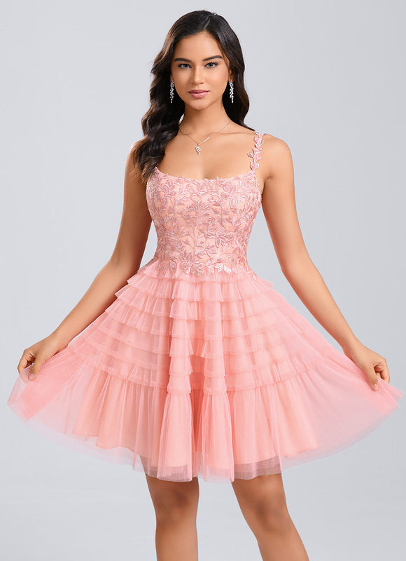 Robe Chic Rose À Volants