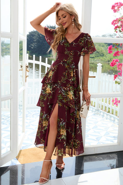 Robe Chic Fleurie Bordeaux - gallery 5