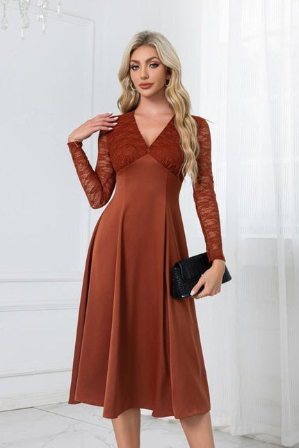 Robe Chic Midi Rouille Élégante