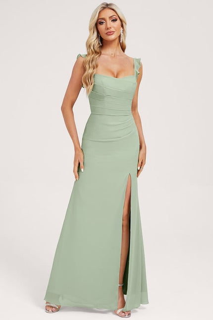 Robe Chic Longue Verte Raffinée - gallery 3