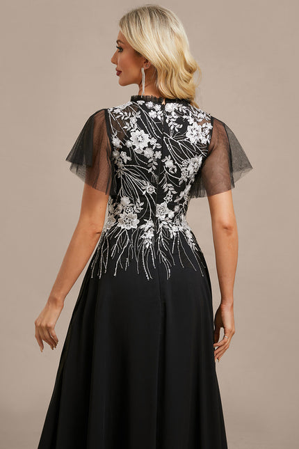 Robe Chic Soirée En Mousseline Ornée - gallery 6