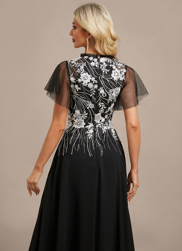 Robe Chic Soirée En Mousseline Ornée - gallery 6