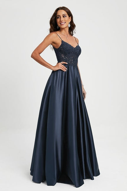 Robe Chic Bleu Marine Satinée - gallery 2