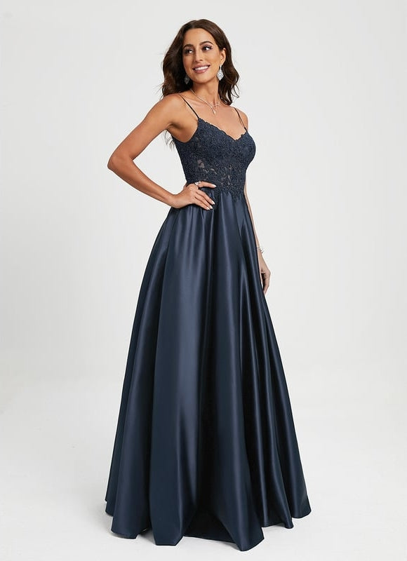 Robe Chic Bleu Marine Satinée - gallery 2
