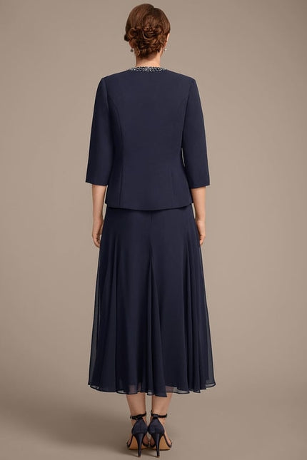 Robe Chic Ensemble Élégant Marine - gallery 5