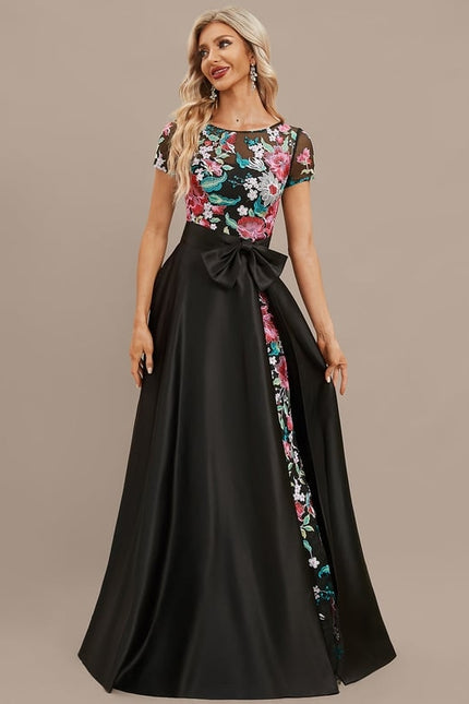 Robe Chic Noir Floral Satin - gallery 2