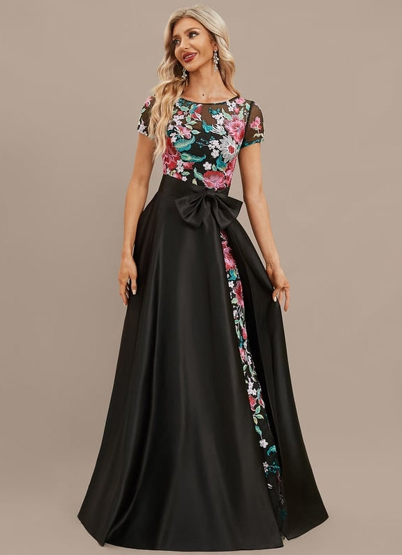 Robe Chic Noir Floral Satin - gallery 2
