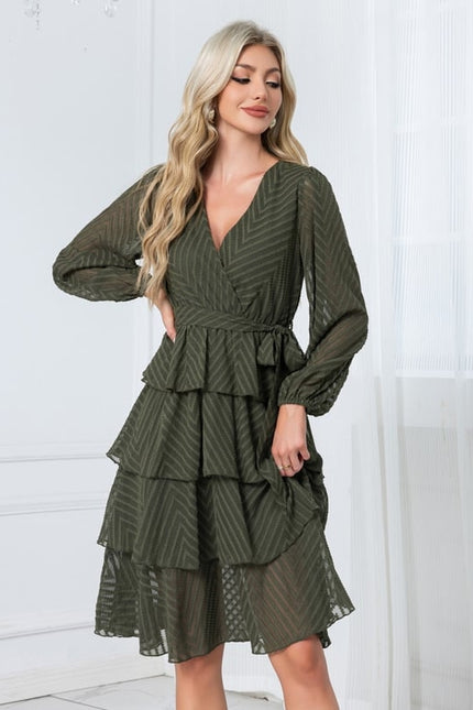 Robe Chic Volants Bordeaux - gallery 6