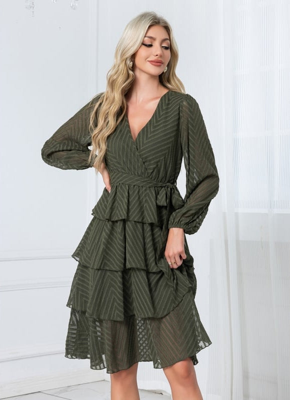 Robe Chic Volants Bordeaux - gallery 6