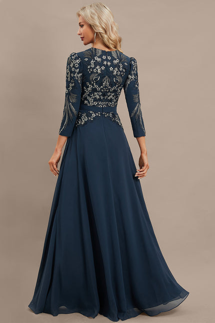 Robe Chic Longue Marine Élégante - gallery 5