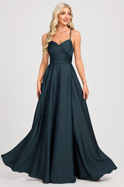 Robe Chic Vert Émeraude Satinée Élégante - gallery 1