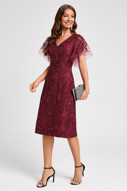 Robe Chic Bordeaux Éclatante - gallery 1