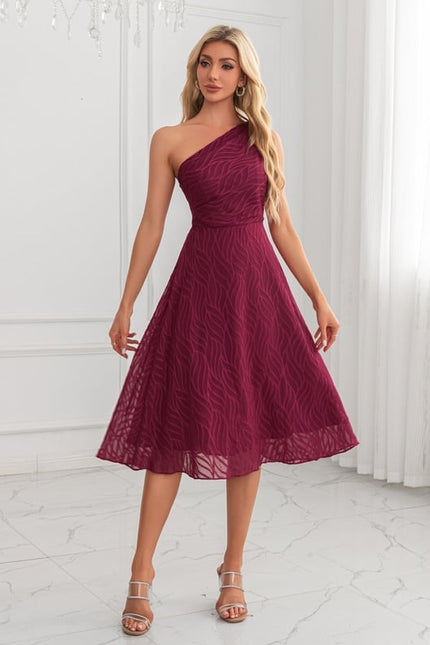 Robe Chic Midi Bordeaux Texturée - gallery 3