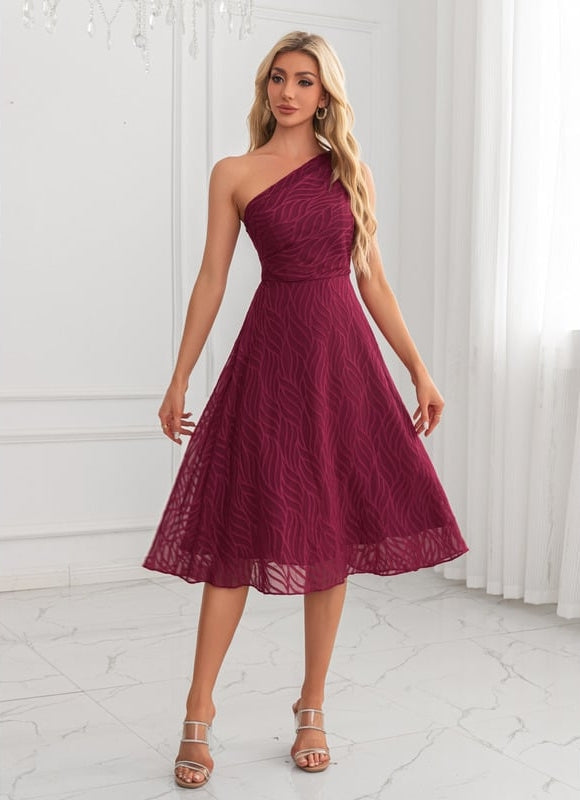 Robe Chic Midi Bordeaux Texturée - gallery 3
