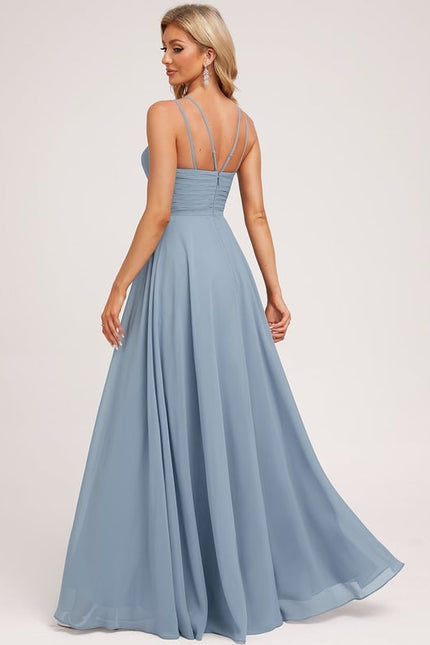 Robe Chic Bleu Drapé - gallery 1
