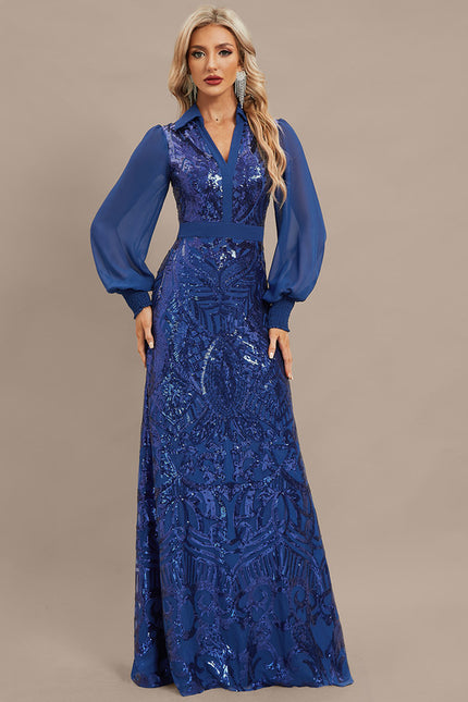 Robe Chic Bleu Pailletée - gallery 6