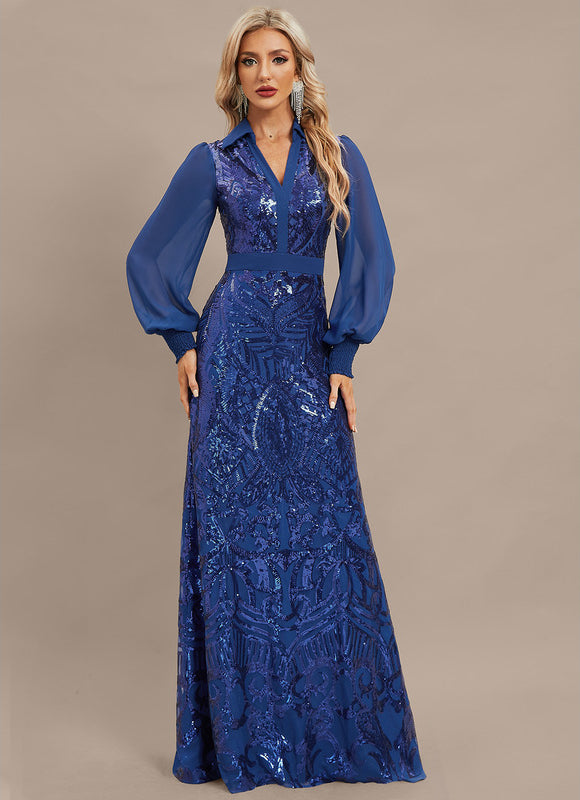 Robe Chic Bleu Pailletée - gallery 6