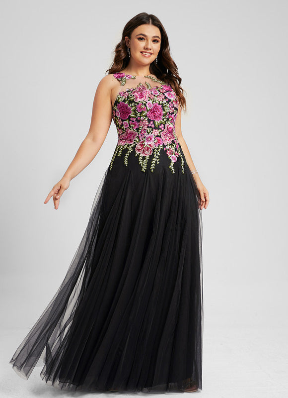 Robe Chic Noire Avec Fleurs Brodées - gallery 4
