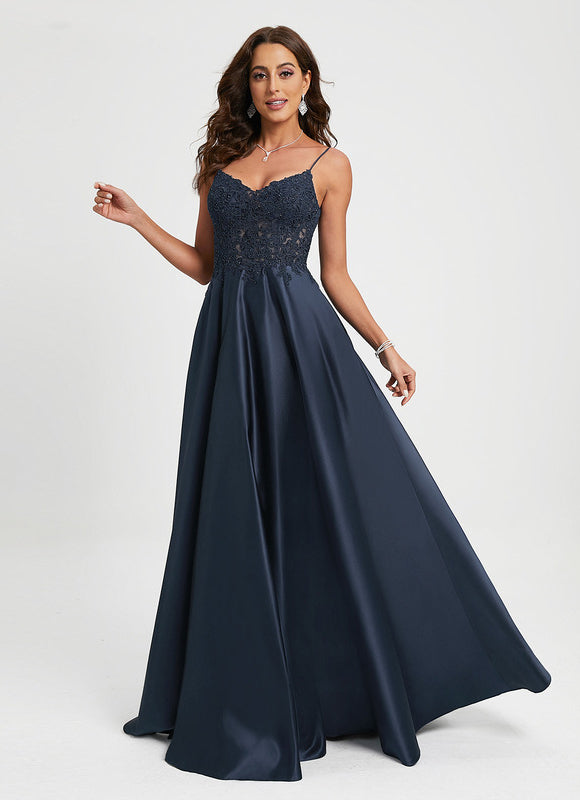 Robe Chic Bleu Marine Satinée - gallery 3