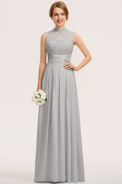 Robe Chic Gris Perle Dentelle Élégante - gallery 1