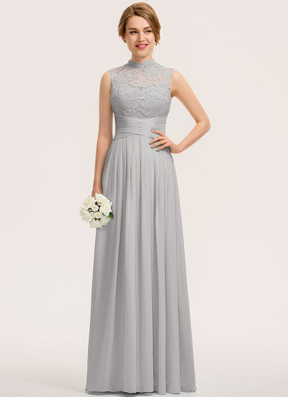 Robe Chic Gris Perle Dentelle Élégante - gallery 1