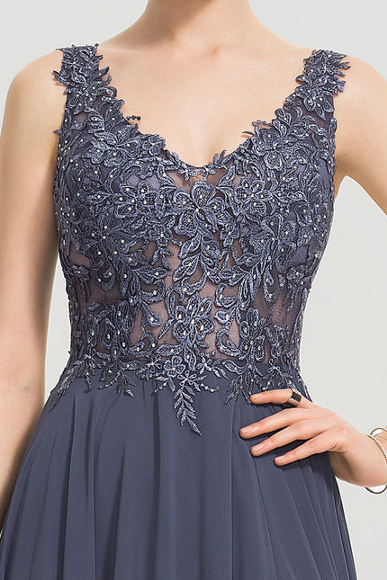Robe Chic Longue Satinée Bleu - gallery 5