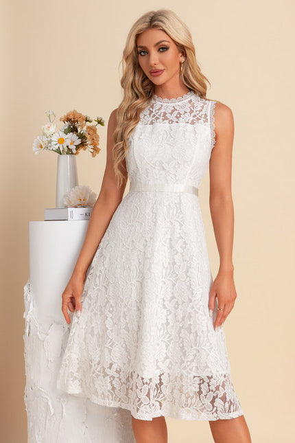Robe Chic Midi Dentelle Blanche - gallery 1