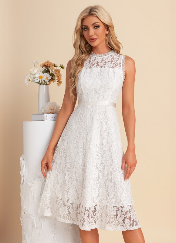 Robe Chic Midi Dentelle Blanche - gallery 1