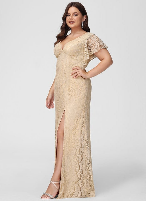 Robe Chic Longue Dentelle Lavande - gallery 8