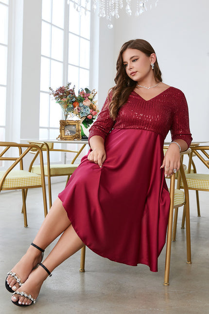 Robe Chic Éclat Rubis Satiné - gallery 3