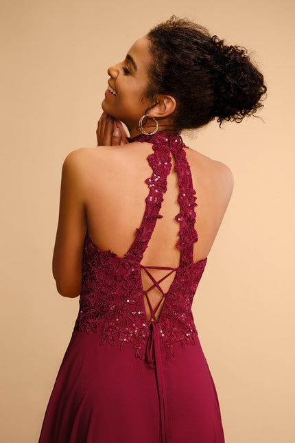 Robe Chic Bordeaux Dentelle Élégante - gallery 4