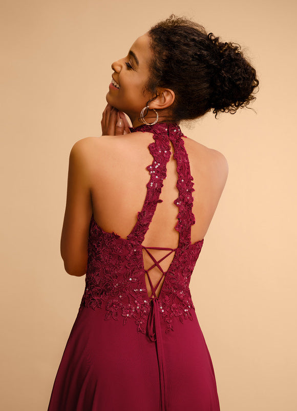 Robe Chic Bordeaux Dentelle Élégante - gallery 4