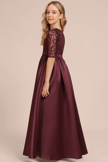 Robe Chic Longue Dentelle Bordeaux - gallery 1