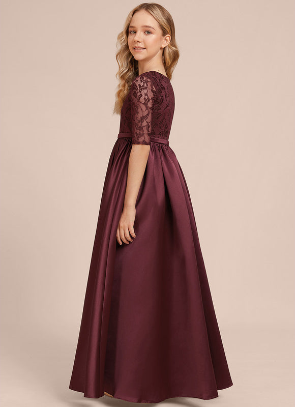 Robe Chic Longue Dentelle Bordeaux - gallery 1